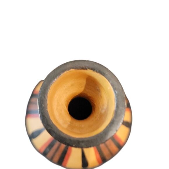 Miniature Terracotta Pottery Bud Vase Colorful Sculpture Earthy Home Decor - Picture 2 of 7